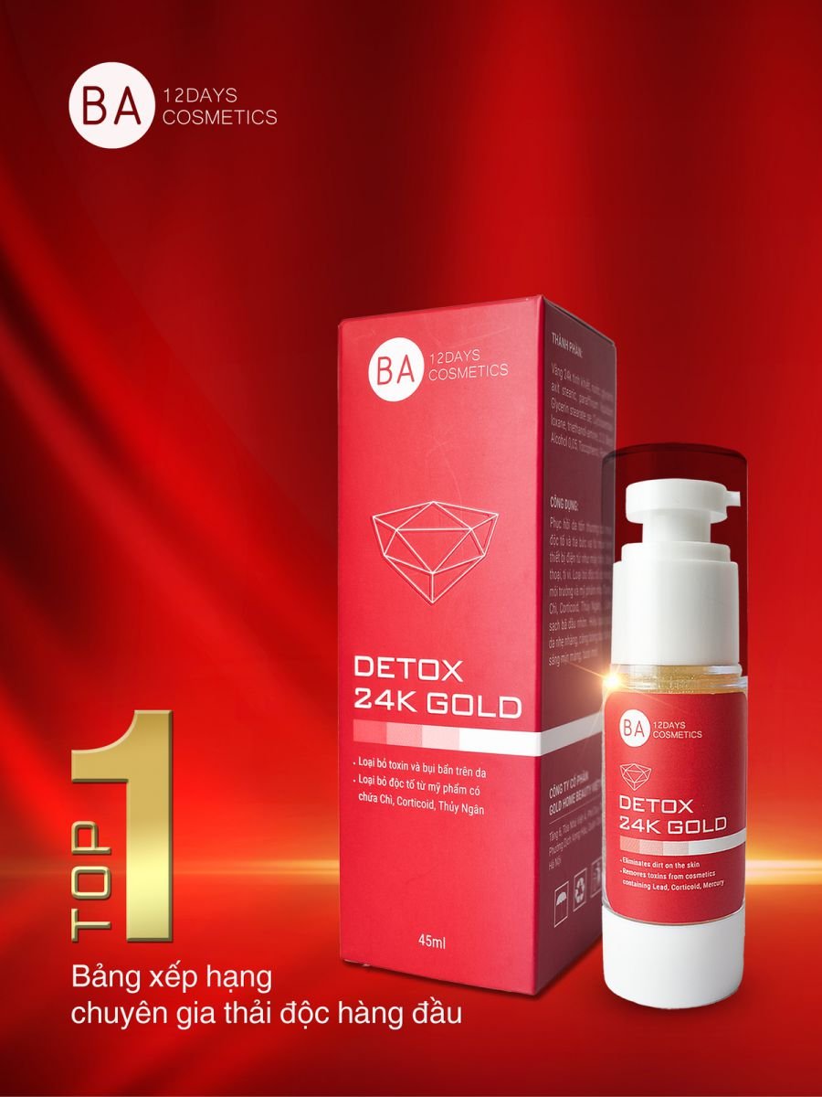 Detox 24k Gold , BA12Days, BA12Days Cosmetic, Thải độc da, Phục hồi da hư tổn