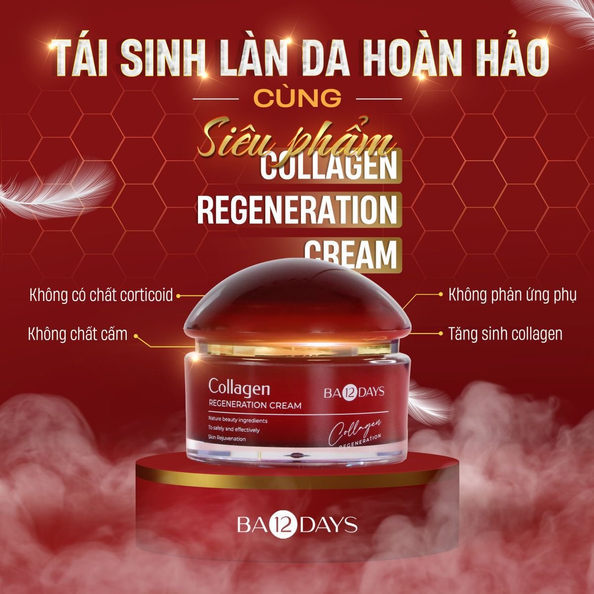 Kem Tái Sinh Collagen Regeneration Cream - Ba12days Cosmetics - Siêu phẩm 2022 - Tái sinh làn da hoàn hảo