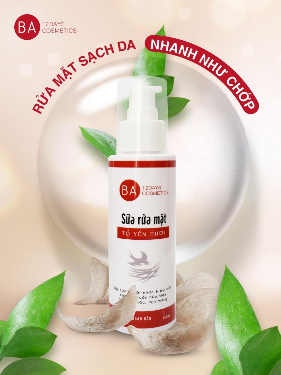 BA12Days, BA12Days Cosmetics, BABeauty, Mỹ phẩm thiên nhiên cao cấp, Sữa rửa mặt Tổ yến tươi