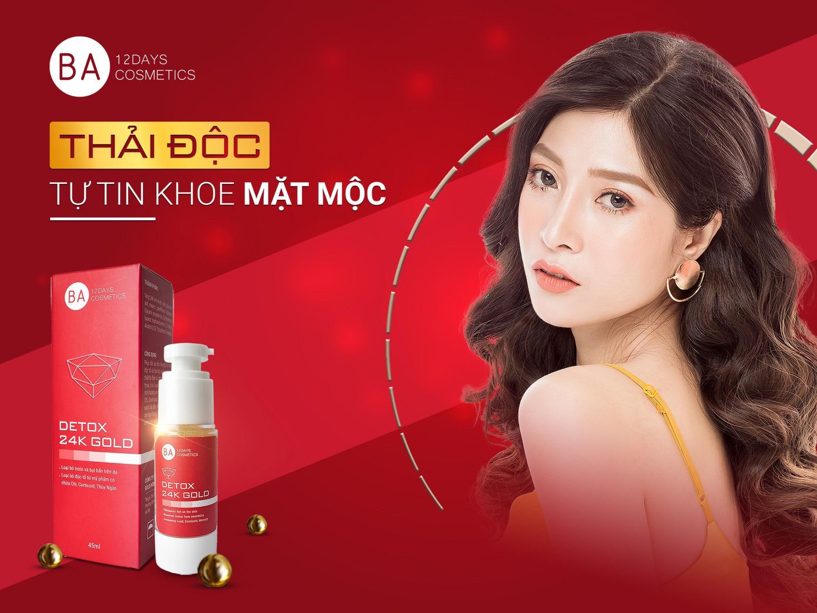 Detox 24k Gold , BA12Days, BA12Days Cosmetic, Thải độc da, Phục hồi da hư tổn