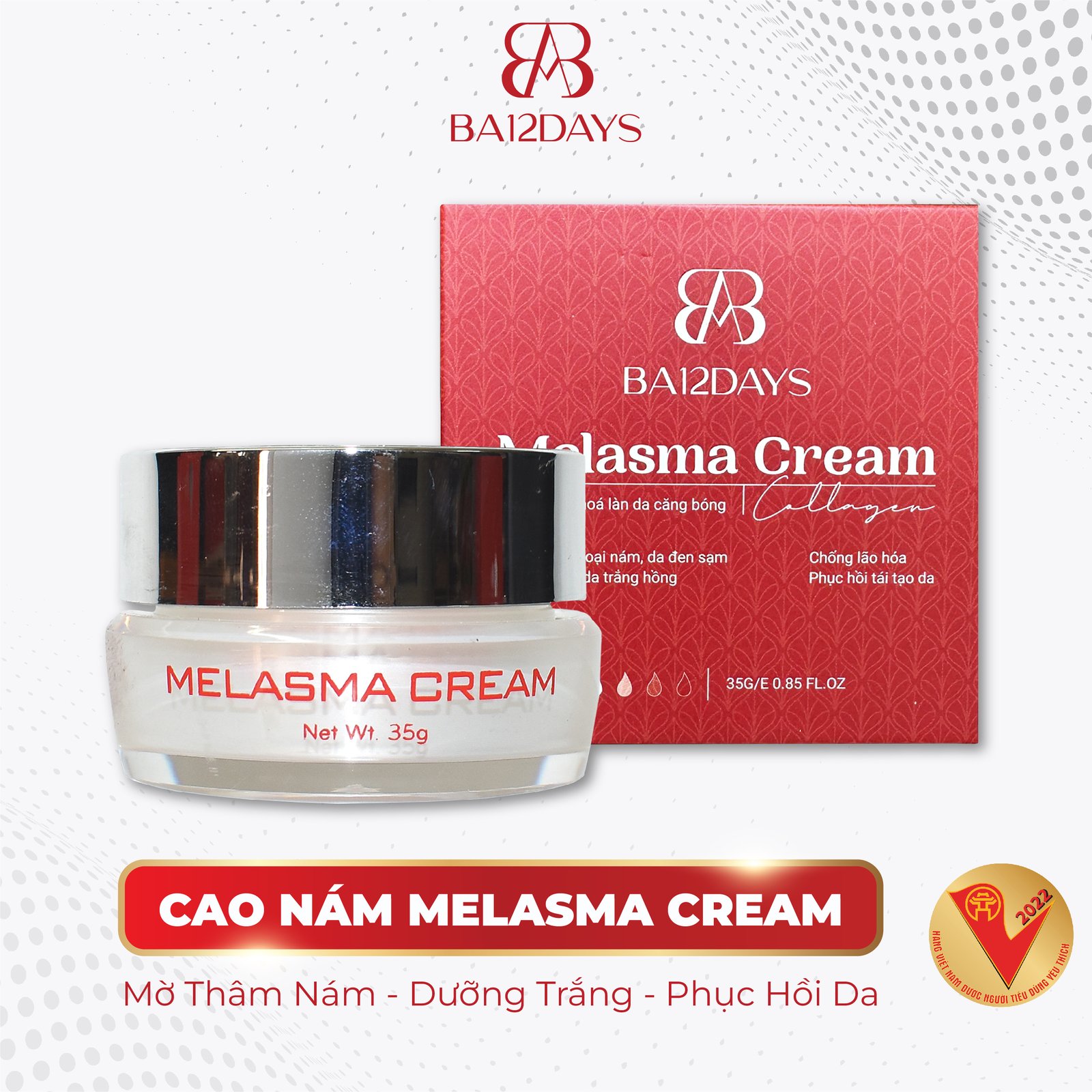 Cao Chữa Nám Tàn Nhang Melasma Cream - Ba12days Cosmetics